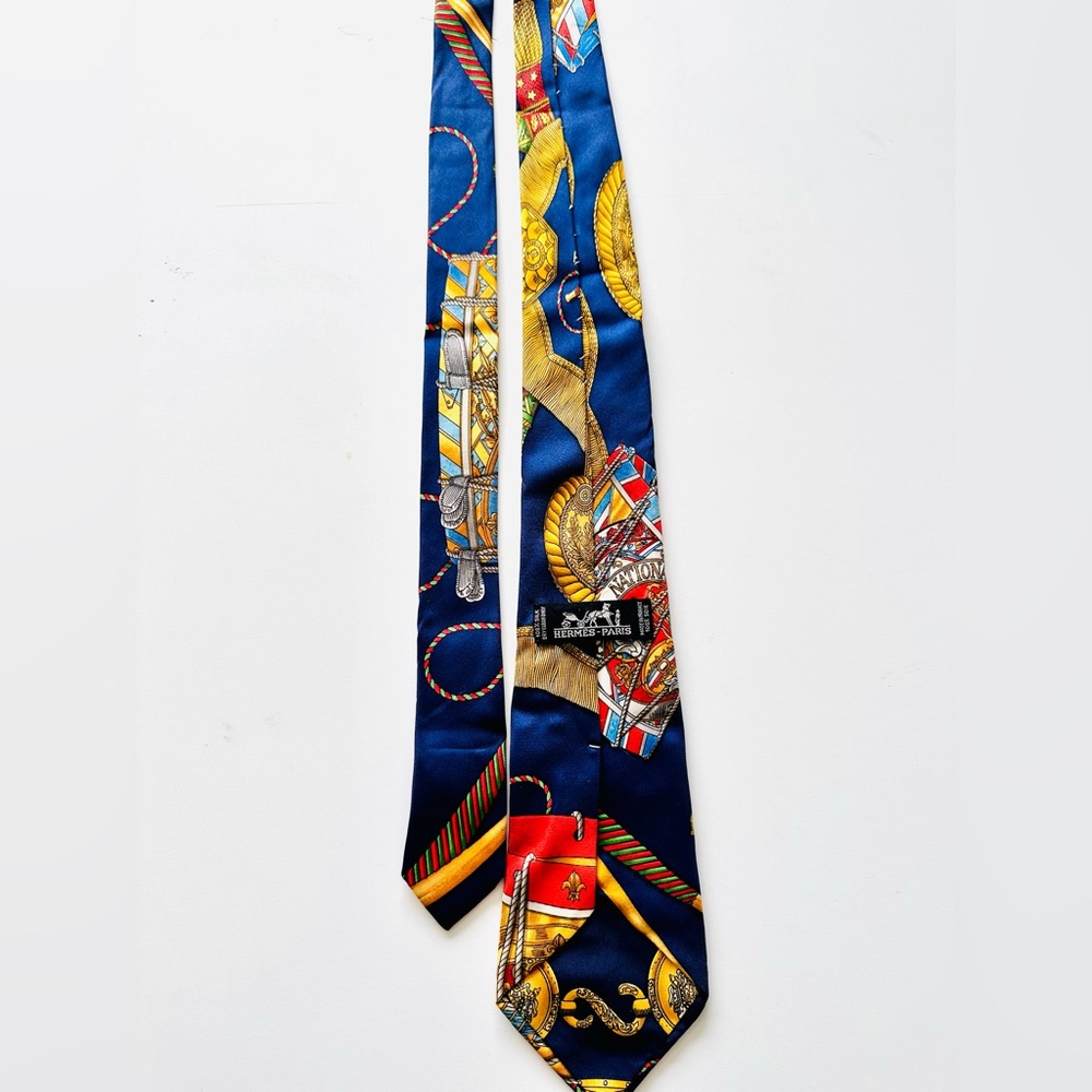 Hermès Paris Blue Silk Tie, Vintage - Picture 4 of 9